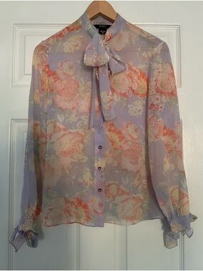 Body by Victoria 100% Silk Floral Blouse – Size XS